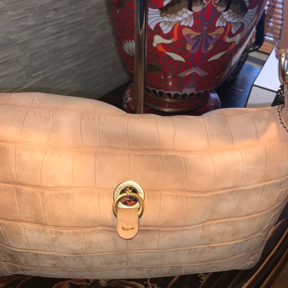 ***SOLD*****YSL Saint Laurent Nubuck Leather Croc Embossed Catwalk Bag - Picture 6 of 14